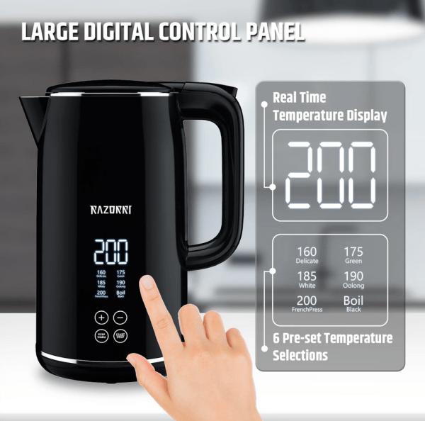 Premio Electric Digital Kettle PDK17A - 1.7L, Piano Black - Image 7